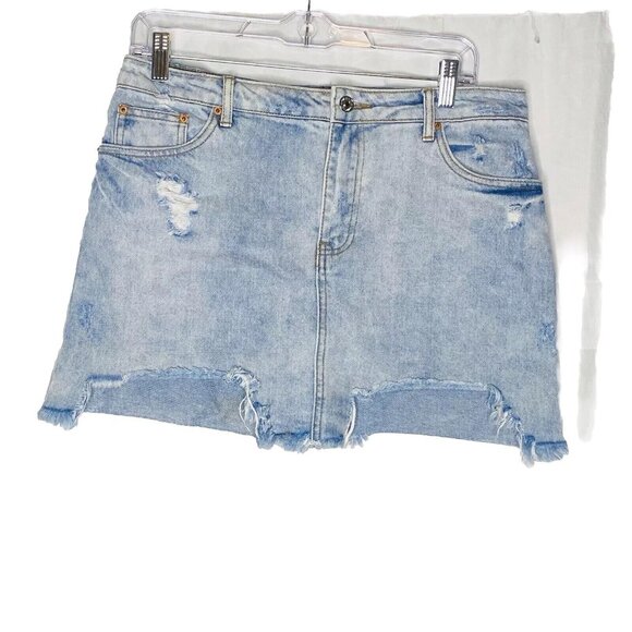 Forever 21 Cut Off Blue Jean Denim Mini Skirt 28 - Picture 1 of 3
